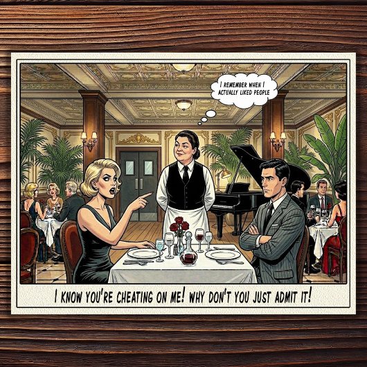 Grappig leven als serveerster restaurant humor an briefkaart