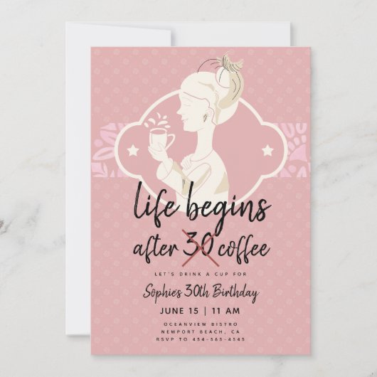 Grappig leven begint na koffie 30e verjaardag kaart (Voorkant)