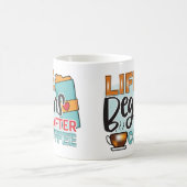 Grappig leven begint na koffietypografie koffiemok (Center)