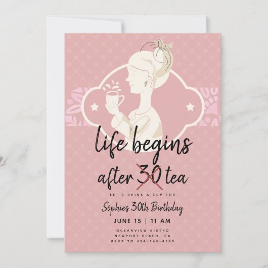 Grappig leven begint na thee 30ste verjaardagsfees kaart (Voorkant)