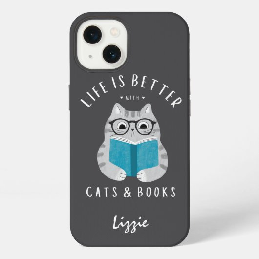 Grappig leven is beter met katten en aangepaste bo iPhone hoesje (Achterkant)