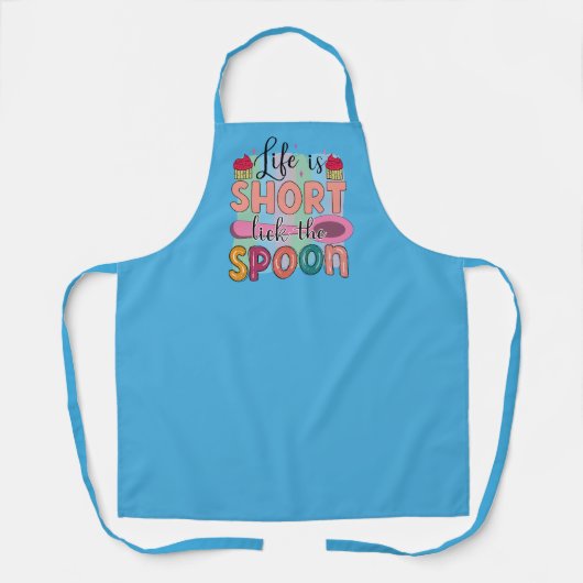 Grappig leven korte lik lepel keuken schort (Voorkant)