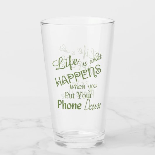 Grappig Leven Telefoon Down Pint Glas (Achterkant)