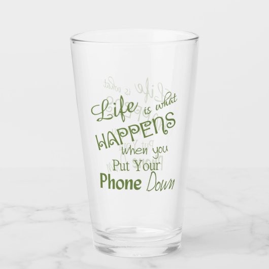 Grappig Leven Telefoon Down Pint Glas (Voorkant)