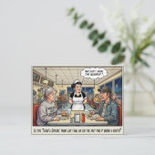 Grappig leven van serveerster restaurant humor an briefkaart (Staand voorkant)