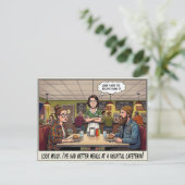 Grappig leven van serveerster restaurant humor an briefkaart (Staand voorkant)