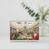 Grappig leven van serveerster restaurant humor an briefkaart (Staand voorkant)