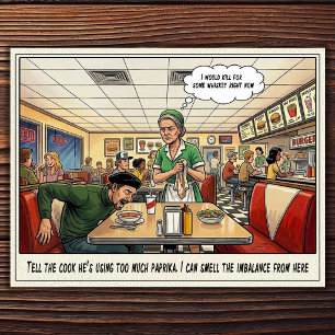Grappig leven van serveerster restaurant humor an briefkaart