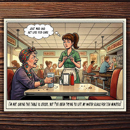 Grappig leven van serveerster restaurant humor  an briefkaart