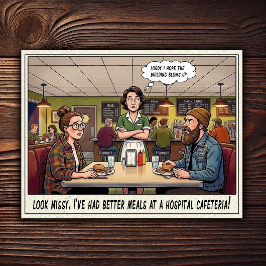 Grappig leven van serveerster restaurant humor an briefkaart