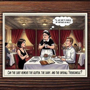 Grappig leven van serveerster restaurant humor an briefkaart