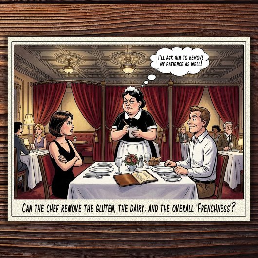 Grappig leven van serveerster restaurant humor an briefkaart