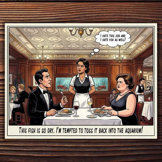 Grappig leven van serveerster restaurant humor  an briefkaart