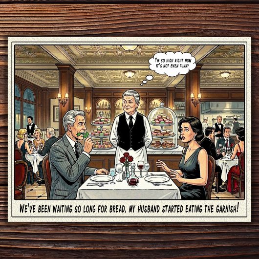 Grappig leven van serveerster restaurant humor  an briefkaart