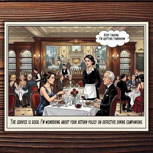 Grappig leven van serveerster restaurant humor an briefkaart
