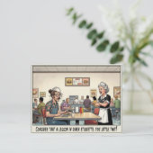 Grappig leven van serveerster restaurant humor briefkaart (Staand voorkant)