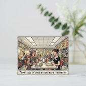 Grappig leven van serveerster restaurant humor briefkaart (Staand voorkant)