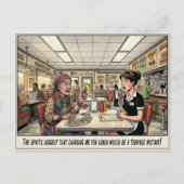 Grappig leven van serveerster restaurant humor briefkaart (Voorkant)