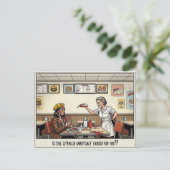 Grappig leven van serveerster restaurant humor briefkaart (Staand voorkant)