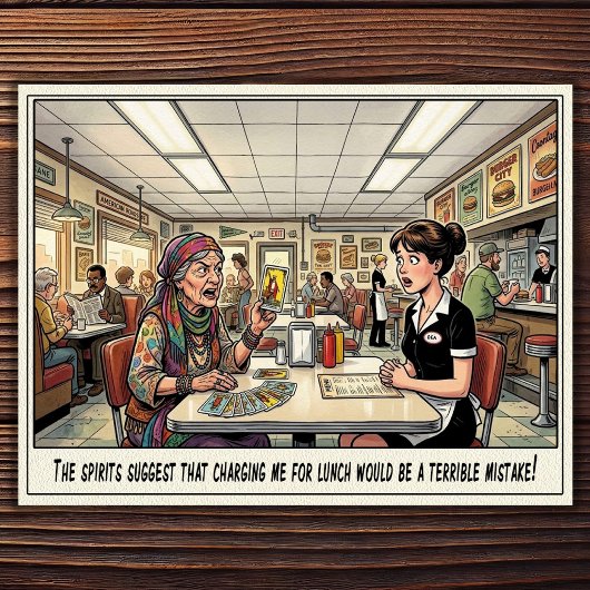Grappig leven van serveerster restaurant humor briefkaart