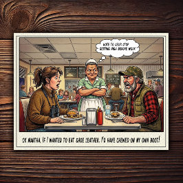 Grappig leven van serveerster restaurant humor  briefkaart