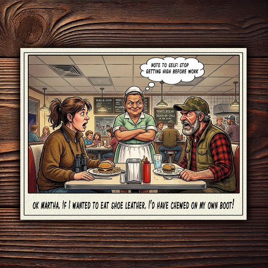 Grappig leven van serveerster restaurant humor briefkaart