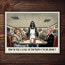 Grappig leven van serveerster restaurant humor  briefkaart