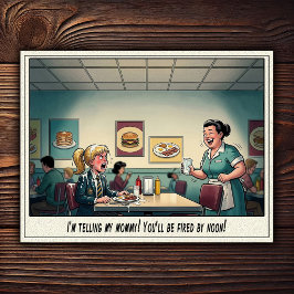 Grappig leven van serveerster restaurant humor  briefkaart