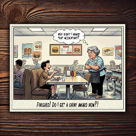 Grappig leven van serveerster restaurant humor  briefkaart