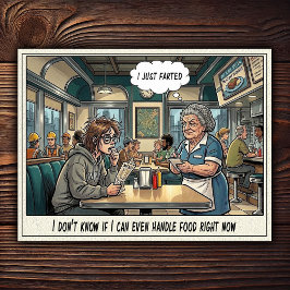 Grappig leven van serveerster restaurant humor  briefkaart