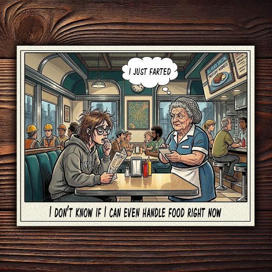 Grappig leven van serveerster restaurant humor briefkaart