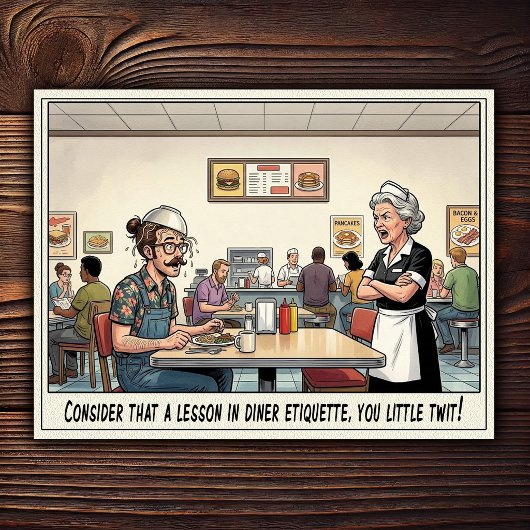 Grappig leven van serveerster restaurant humor briefkaart