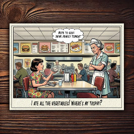 Grappig leven van serveerster restaurant humor  briefkaart