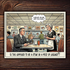 Grappig leven van serveerster restaurant humor  briefkaart