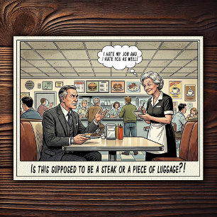Grappig leven van serveerster restaurant humor briefkaart