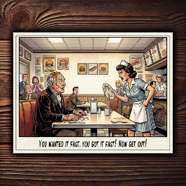 Grappig leven van serveerster restaurant humor  briefkaart