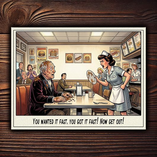 Grappig leven van serveerster restaurant humor briefkaart