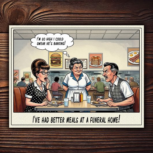 Grappig leven van serveerster restaurant humor briefkaart