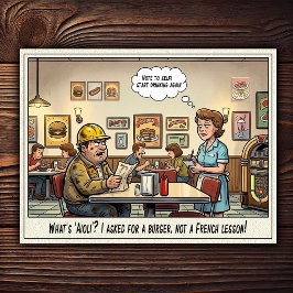 Grappig leven van serveerster restaurant humor  briefkaart