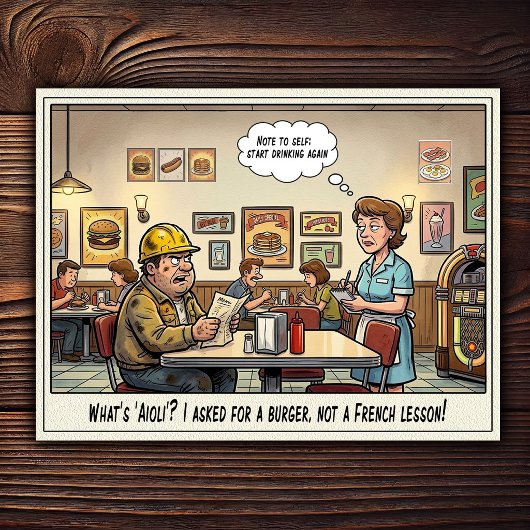 Grappig leven van serveerster restaurant humor briefkaart