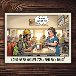 Grappig leven van serveerster restaurant humor  briefkaart