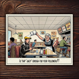 Grappig leven van serveerster restaurant humor  briefkaart