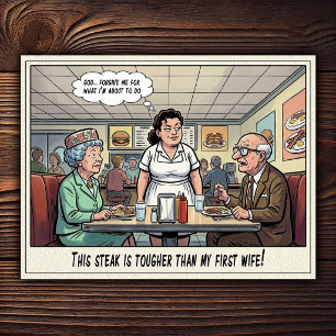 Grappig leven van serveerster restaurant humor briefkaart