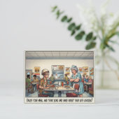 Grappig leven van serveerster restaurant humor briefkaart (Staand voorkant)