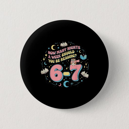 Grappig lezen 67 Zes Zeven Meme Engels docent Bo Ronde Button 5,7 Cm (Voorkant)