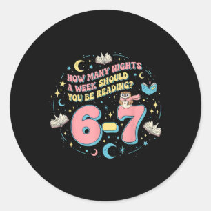 Grappig lezen 67 Zes Zeven Meme Engelse leraar Bo Ronde Sticker