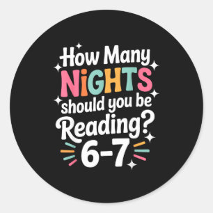 Grappig lezen 6 7 Zes Zeven Meme Englieacher Boek Ronde Sticker