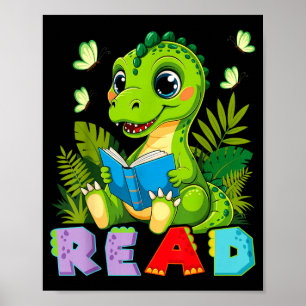 Grappig lezen dinosaurus t rex dino boek liefhebbe poster