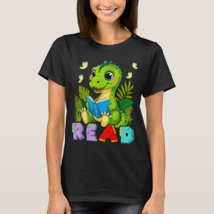 Grappig lezen dinosaurus t rex dino boek liefhebbe t-shirt