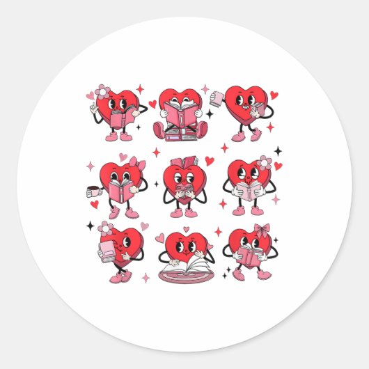 Grappig Lezen Hartboek Valentijnsdag Teacher Wo Ronde Sticker (Voorkant)